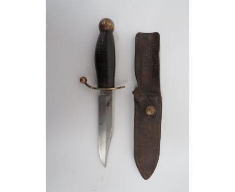 WW2 “Hobson &amp; Son” Commercial Combat Knife5 3/4 inch, single edged, clipped point blade.  The forte stamped “H Hobson &am