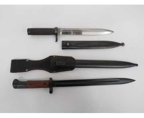 Czech M1924 Bayonet11 3/4 inch, blued, single edged blade with long fuller.  The forte stamped “CSZ”.  Blued steel muzzle rin