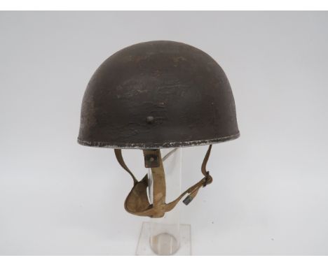 WW2 Pattern Airborne Parachute Troops Steel Helmetbrown painted “pudding basin” outer steel shell by Christy &amp; Co. London