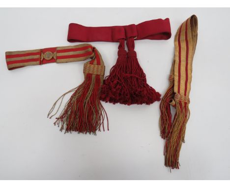 Officer’s Crimson Waist Sash and Staff Officer’s Cross Sashcrimson, silk waist belt with hidden side hook buckle.  Two hangin