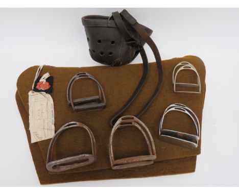 Selection of Saddle Accessoriesconsisting sealed pattern, thick green felt saddle liner.  Leather top mounts.  One with broad