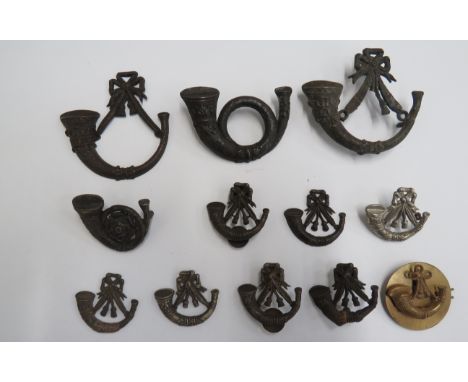 Varied Selection of Bugle Badgesincluding white metal strung bugle pouch badge (screw post) ... Blackened French horn (lugs) 