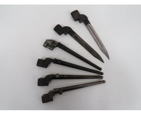 Selection of British Bayonetsconsisting 2 x No 9 MKI, single edged, clipped point blade socket bayonets ... 2 x No 4 MKII spi