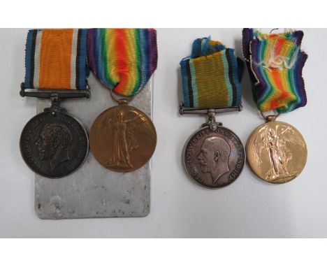 Two WW1 Infantry Medal Pairsconsisting silver War medal and Victory medal named to “G-61642 Pte A B Zanker Midd’x R” ... Simi