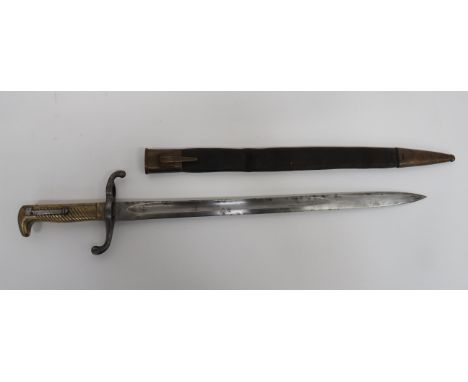 Imperial German Seitengewehr M1871 Mauser Bayonet18 1/2 inch, single edged blade with sharpened back edge point.  Wide fuller