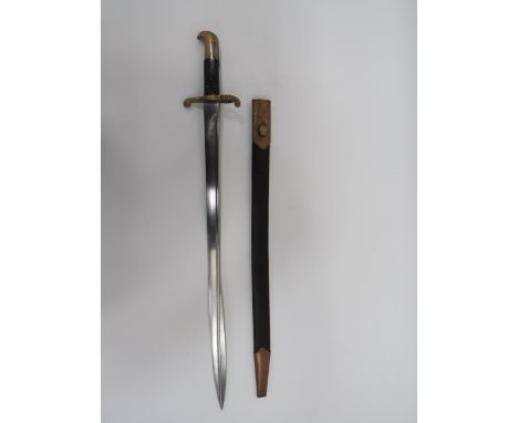 P1855 Royal Sappers and Miners Lancaster Bayonetpost 1858 example.  24 1/2 inch, single edged pipe back, quill point blade.  