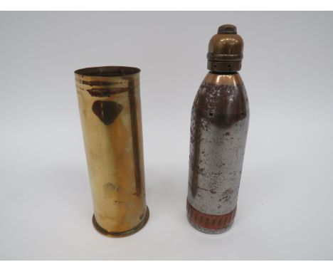Scarce Victorian 15pr Artillery Shell Headsteel body dated “5/1900” with broad arrow. Lower copper driving band. Removable to