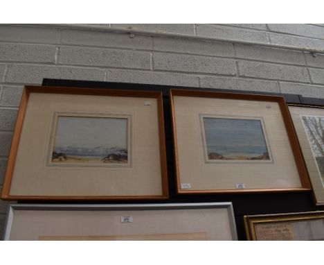 Two watercolours, D Baird Murray, seascape with distant battleships, one signed, each 18 x 26, plus frame and glazed
