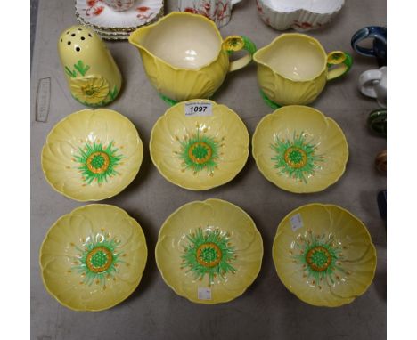 A Carltonware Australia design dessert service, comprising six sundae dishes, sugar caster, cream jug and custard jug