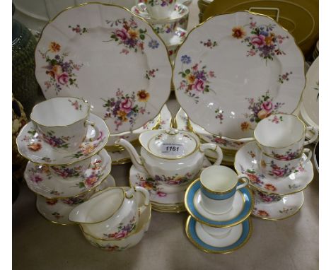 Royal Crown Derby Posies dinner service to include six dinner plates, side plates tea plates, sugar bowl, teapot, cups and sa