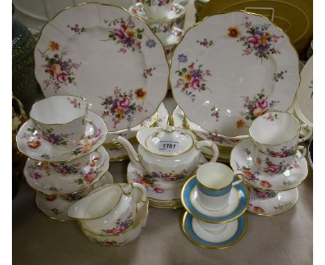 Royal Crown Derby Posies dinner service to include six dinner plates, side plates tea plates, sugar bowl, teapot, cups and sa