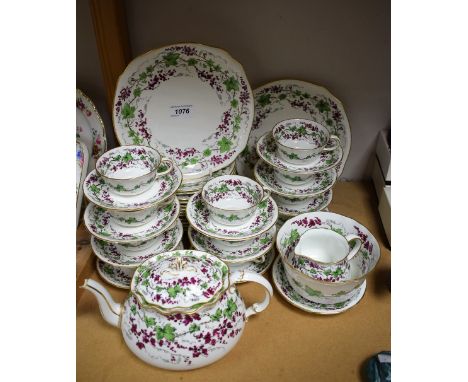 Royal Crown Derby - Grapevine pattern tea set, to include teapot, ten cups and saucers, two bread and butter plates, etc.