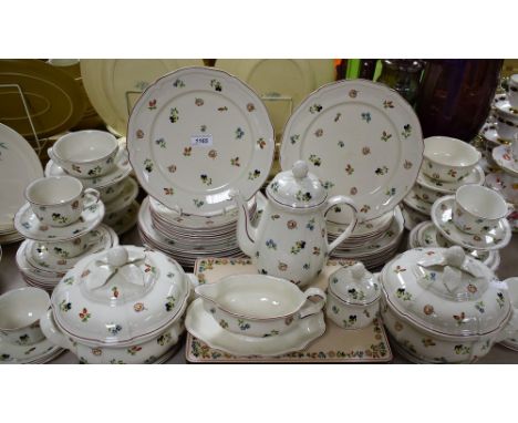 A Villeroy & Boch Petite Fleur pattern part dinner and tea service comprising dinner plates, salad plates, side plates, teapo