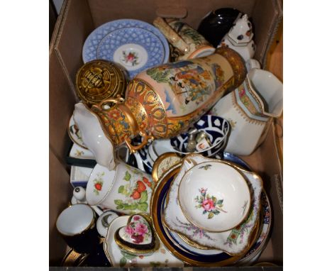 Ceramics - Copeland Spode blue and white rose decorated part tea service; Vienna style cabinet cup and saucer; others, Limoge