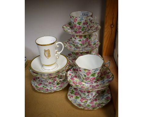 Teaware - Rosina bone china lobed teacups, saucers and tea plates, printed marks; a Royal Worcester cabinet cup and saucer