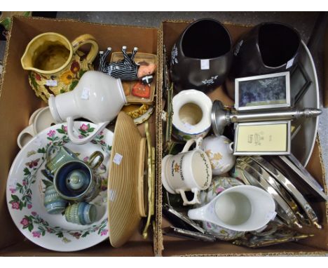 A Portmeirion Botanic Garden jug and bowl; a H.J. Wood Indian Tree jug; others, a set of six Royal Doulton Morning Star dinne