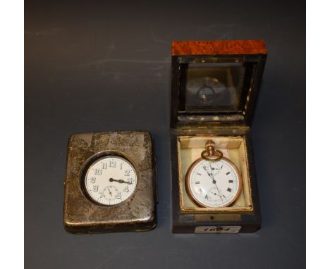 Watches - a Victorian gold filled cased open face stop watch pocket watch, white dial, Roman numerals, two subsidiary dials, 