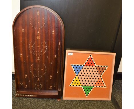 A vintage Bagatelle game, boxed;  a hand made star solitaire game (2) 