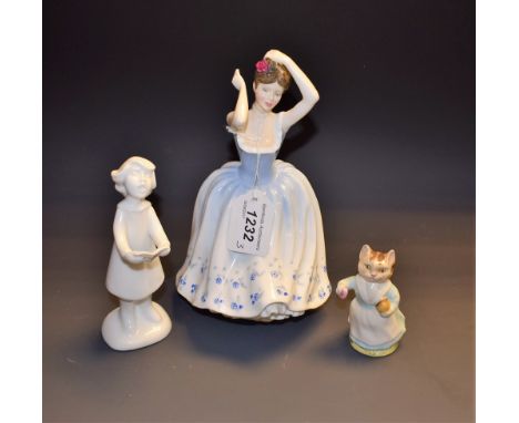 A Royal Doulton figure Sheila HN2742; another carol singer HN4290; a Beswick Tabitha Twitchett 