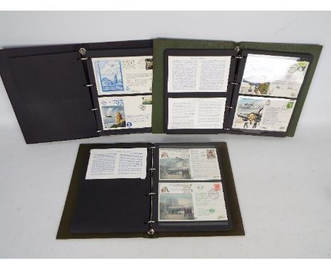 Philately - Three albums of signed and flown RAF / Aviation / Forces First Day Covers, 1980's, in excess of 100 individual co