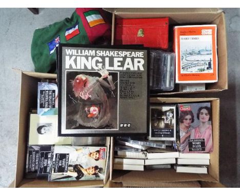 A large quantity of audio books, Talking Classics and similar, some with accompanying literature and a rugby union quartered 