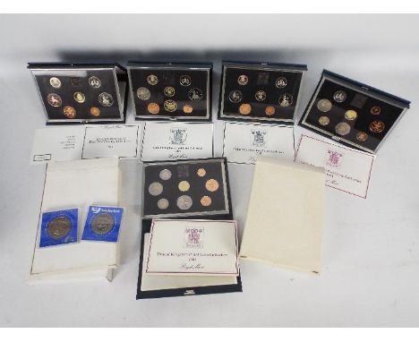 Five Royal Mint United Kingdom Proof Coin Collection sets comprising 1983, 1984, 1985, 1986 and 1988, also included in the lo