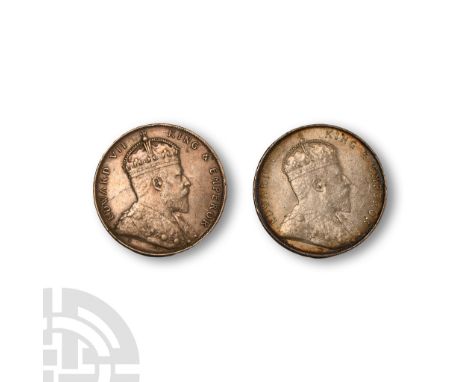 Dated 1907 A.D. Obvs: profile bust with EDWARD VII KING &amp; EMPEROR legend. Revs: floral design with ONE DOLLAR and date be