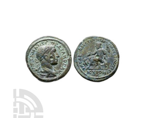 238-244 A.D. Nikopolis ad Istrum, Moesia Inf. Magistrate Modestos. Obv: AYT K M ANT GORDIANOC AYG (YG ligate), laureate, drap