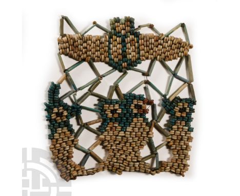Ptolemaic Period, 332-30 B.C. Openwork restrung panel depicting Imsety, Hapy, Duamutef, and Qebehsenuef, the Four Sons of Hor