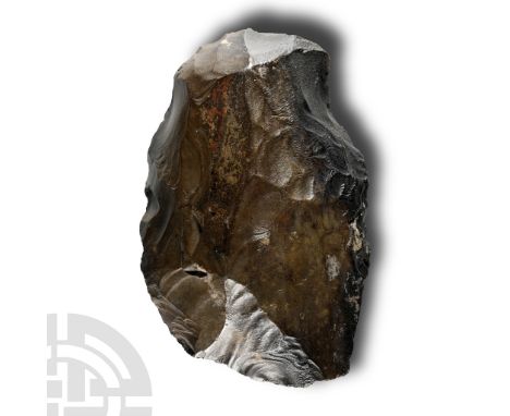 Lower Palaeolithic Period, circa 400,000-200,000 B.P. Large and triangular form, heavily patinated. Cf. MacGregor, A. (ed.), 