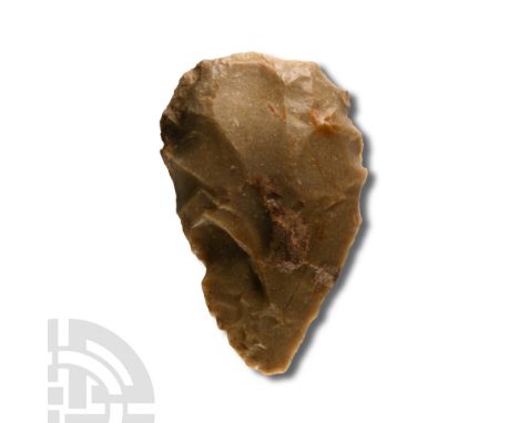 Lower Palaeolithic Period, 250,000-60,000 years B.P. Cordate in plan with broad butt; thin point Cf. MacGregor, A. (ed.), Ant