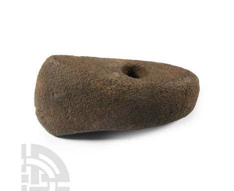 Neolithic Period, circa 4th-3rd millennium B.C. With slightly convex cutting edge, square butt; steeply angled edge to one fa