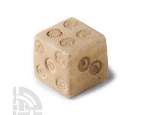 1st-4th century A.D. Cuboid with ring-and-dot markings disposed 1:5, 2:3, 4:6.  3.12 grams, 11 mm (1/2 in.). From the importa