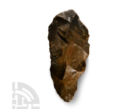 Lower Palaeolithic Period, 600,000-400,000 years B.P. Substantial flint pointed tool with much cortex remaining.  1.12 kg, 20