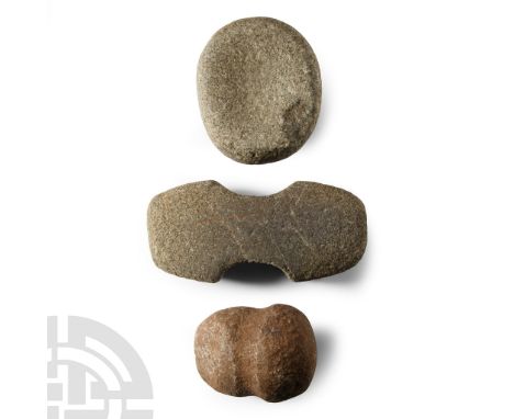 Middle-Transitional Archaic Period, 8000-2700 years B.P. Including a waisted axe-hammer and other types.  1.37 kg total, 7.5-