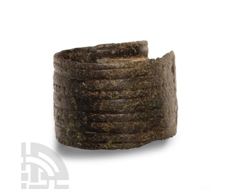 1st century A.D. Fragment of a ribbed bracelet with finial, re-used as a finger ring. Recorded with the Portable Antiquities 