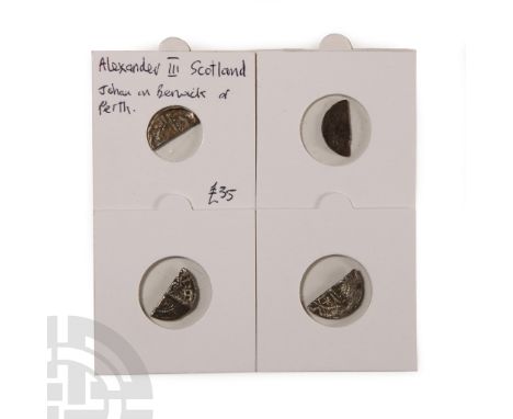 Circa 1205-1250 A.D. Comprising: various issue cut halves including a Johan of Berwick or Perth Alexander III.  9.66 grams to