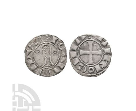 1163-1201 A.D. Class E. Obv: profile bust left with crescent left and star right with +BOAHVNDVS legend. Rev: small cross wit
