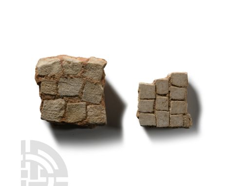 North Africa, 2nd-4th century A.D. Two mosaic panels with tesserae in matrix; both with old inked inscription: 'SIDI BOU ALI 