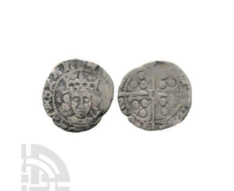 1471-1483 A.D. Light coinage, local dies. Obv: facing bust with V to right of neck and EDWARDVS REX ANG legend. Rev: long cro
