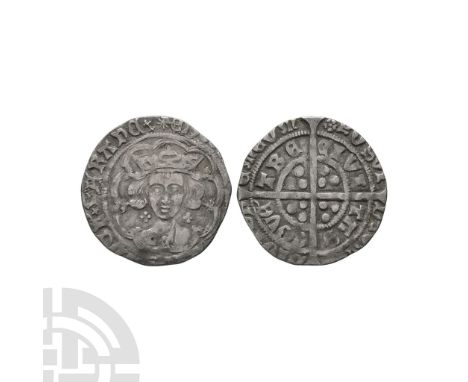 1464-1470 A.D. First reign, light coinage. Obv: facing crowned bust, quatrefoil either side of neck, C on breast, within tres