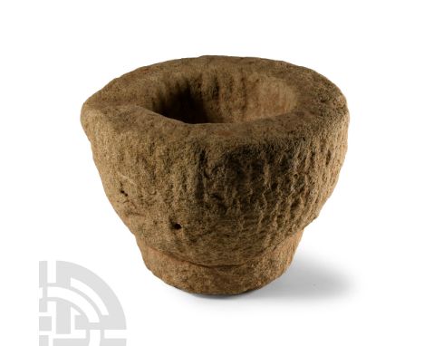 1st millennium B.C. With short columnar base and bulbous upper body, broad rim with pouring lip. Cf. Squitieri. A., Eitam, D.