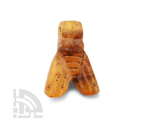 Late Period, 664-332 A.D. With linear detailing to body and wings, pierced at the neck. Cf. Andrews, C., Amulets of Ancient E