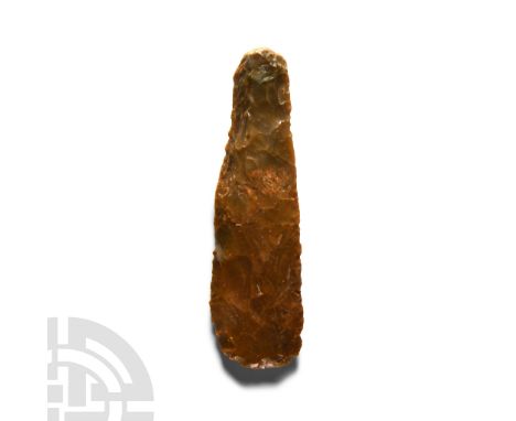 Neolithic Period, 2500-1850 B.C. Trapezoidal polished knife with thick butt, two cutting edges. Cf. MacGregor, A. (ed.), Anti