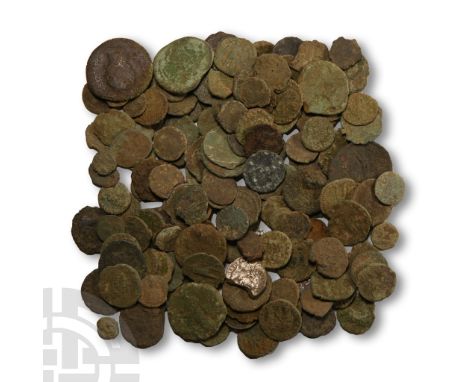 2nd-4th century A.D. Various emperors, issues and types, mainly bronze.  242 grams total, 10-25 mm. (3/8 - 1 in.). Acquired f