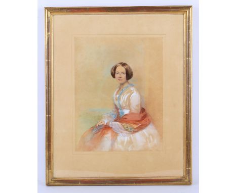 Manner of George Richmond (British, 1809-1896), portrait of Edward Tomkins Machen, watercolour, framed and glazed, bearing la
