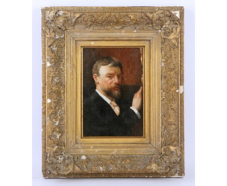 British School, c. 1900, portrait of a bearded gentleman, oil on board, unsigned, 24 x 16cm, framed and glazed, the frame wit