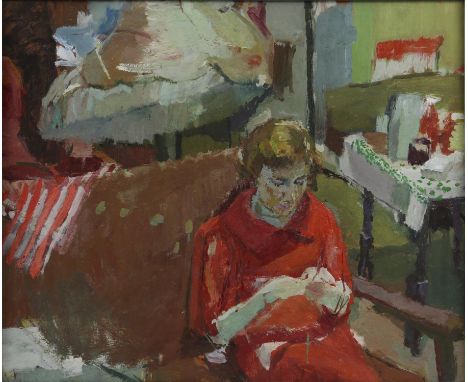Twentieth-century British School, 'Portrait of a Girl', oil on board, framed, inscribed indistinctly to reverse of frame, 38 