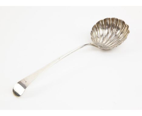 George II silver soup ladle with shell shaped bowl, by 'TC.?C', London, c.1745, 6oz, 186g,