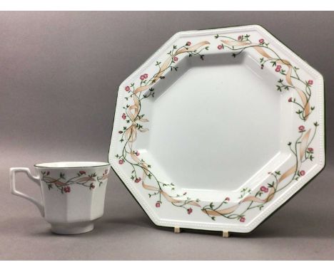 the breakfast set with floral decoration, along with a Wedgwood breakfast set and two Carlton Ware dishes